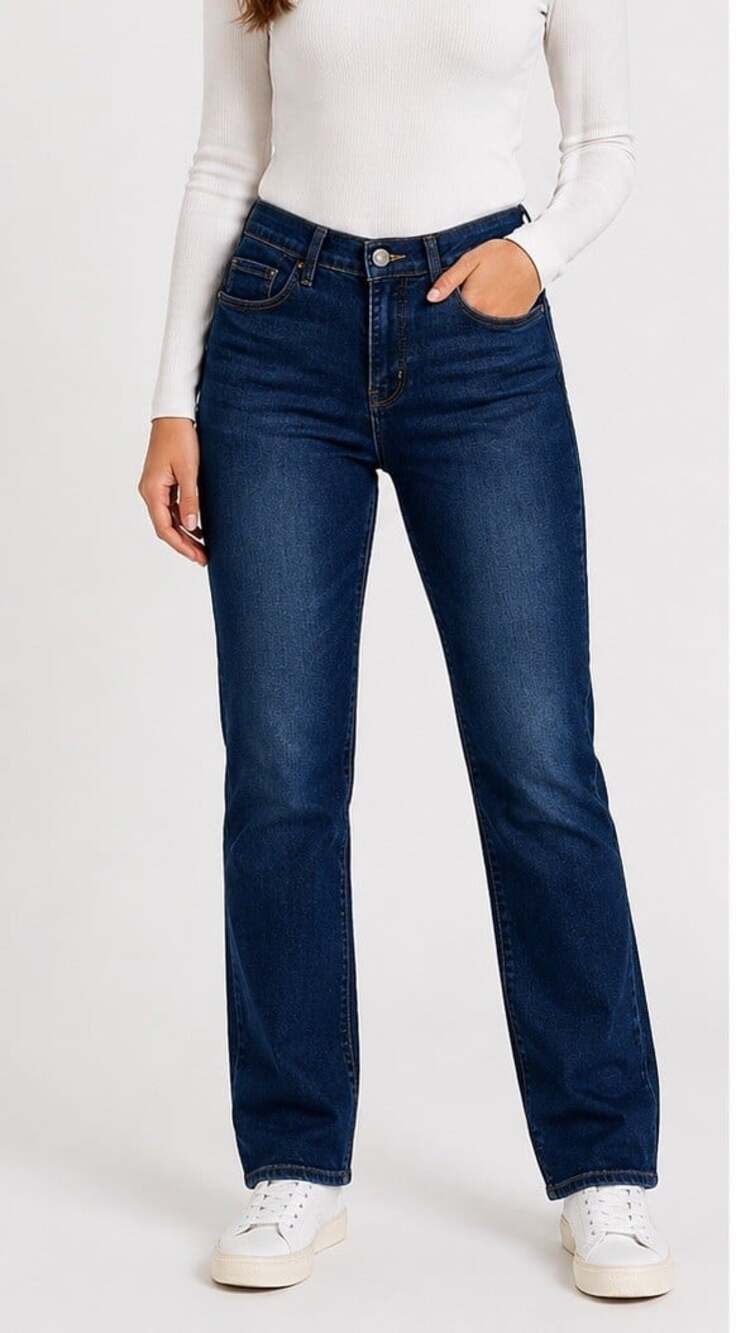 Levi’s 505 Straight Jeans Womens 8 W29 L30 Dark Wash Stretch Denim Mid Rise